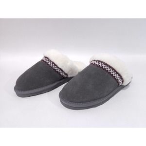 Womens Muk Luks Sweater Knit Scuff Size Medium 7 Slippers Slip On Gray New